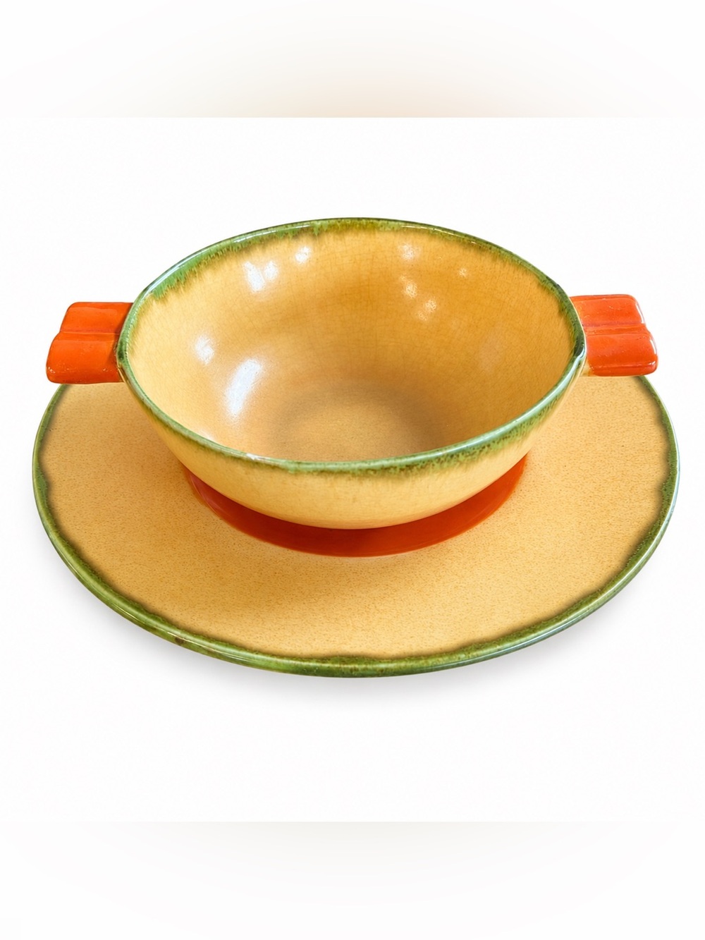 𝑬𝒙𝒓𝒆𝒎𝒆𝒍𝒚 𝑹𝒂𝒓𝒆 Egersund Art Deco 1930s Pottery Bowl and Saucer Norway